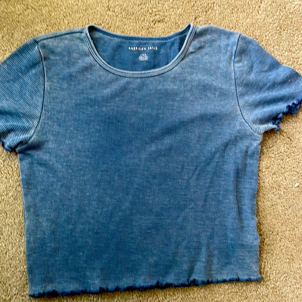 Blue crop top size large by American eagle